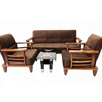 Teakwood Wood 5 Seater Sofa Set 