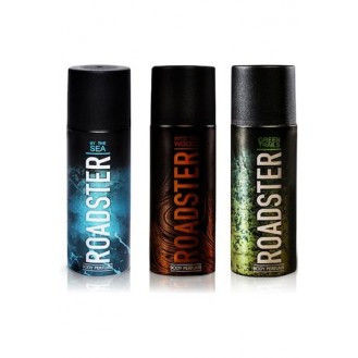 Roadster Men Set of 3 No Gas Body Perfumes - By The Sea - Into The Woods - Green Trails
