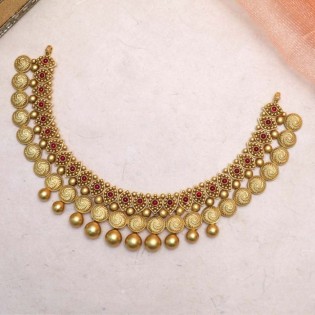22K Antique Gold Necklace 123VG6395